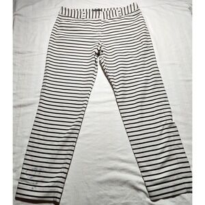 Express Editor Leggings Womens Size 6 White Black Striped Belt Loops Casual
